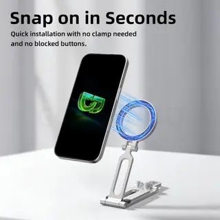 GOOJODOQ ที่วางโทรศัพท์แม่เหล็ก โลหะ Phone Holder พับได้และพกพาสะดวก ฐานขาตั้งกล้อง… รูปที่ 2