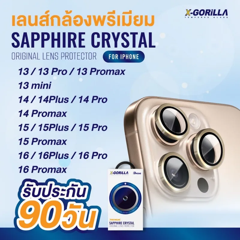 X-GORILLA ฟิล์มกระจกกันรอยเลนส์กล้อง สำหรับ iPhone สีตามเครื่อง งานPREMIUMสีสวย…