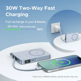 UGREEN Power Bank แบตสำรอง 10000mAh30W(2C) CCC Magnetic Wireless Fast Charging Qi2.2… รูปที่ 2
